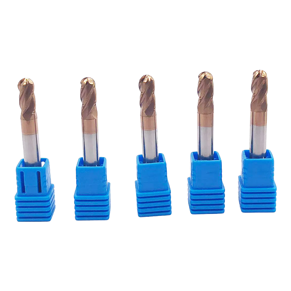 HRC55 Solid Carbide Ball Nose End Mill 4 Flute Tisin Coating CNC Cutting Tools for Precision Milling