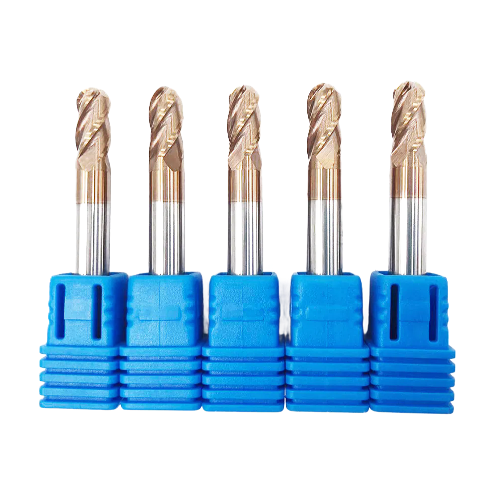 HRC55 Solid Carbide Ball Nose End Mill 4 Flute Tisin Coating CNC Cutting Tools for Precision Milling
