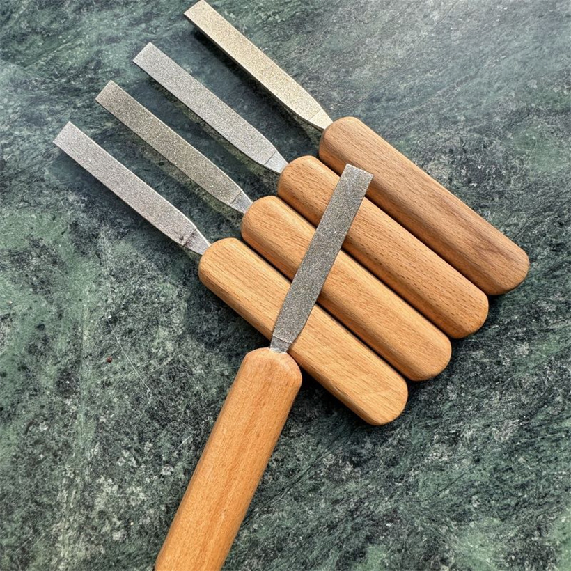 Premium Diamond-Coated Files Set for Precision Grinding - Wood Handle Professional Tools