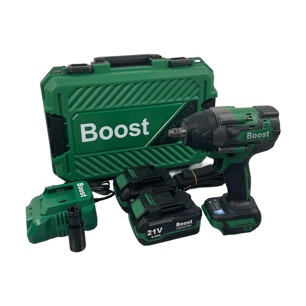BOOST 21V Brushless Motor Cordless Impact Wrench - 2880Nm High Torque Electric Power Tool for Automotive Repair