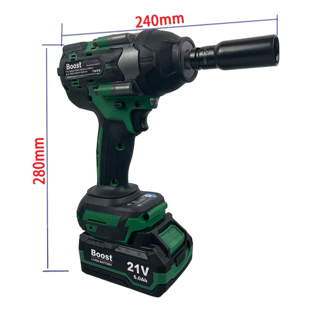 BOOST 21V Brushless Motor Cordless Impact Wrench - 2880Nm High Torque Electric Power Tool for Automotive Repair