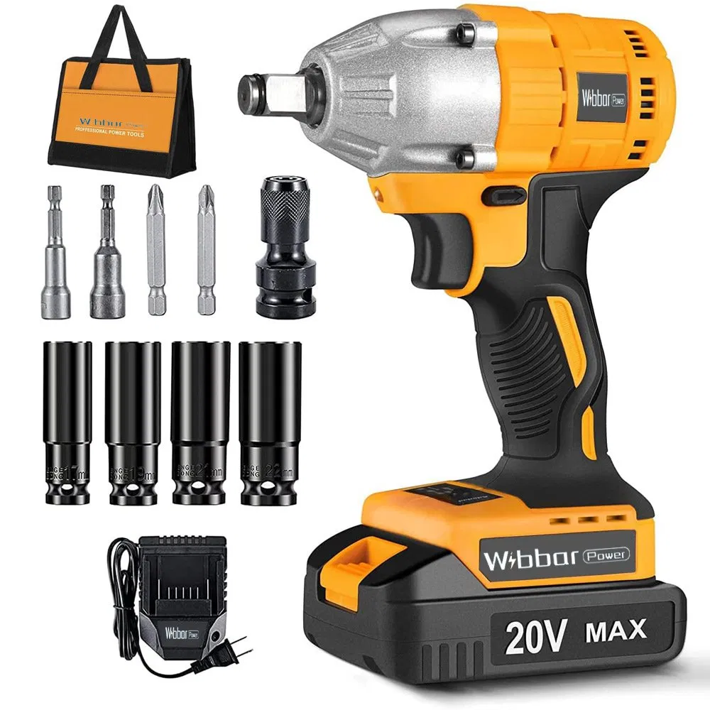 Professional Brushless Lithium Electric Wrench - High Torque 320Nm Cordless Impact Wrench for Construction & Auto Repair