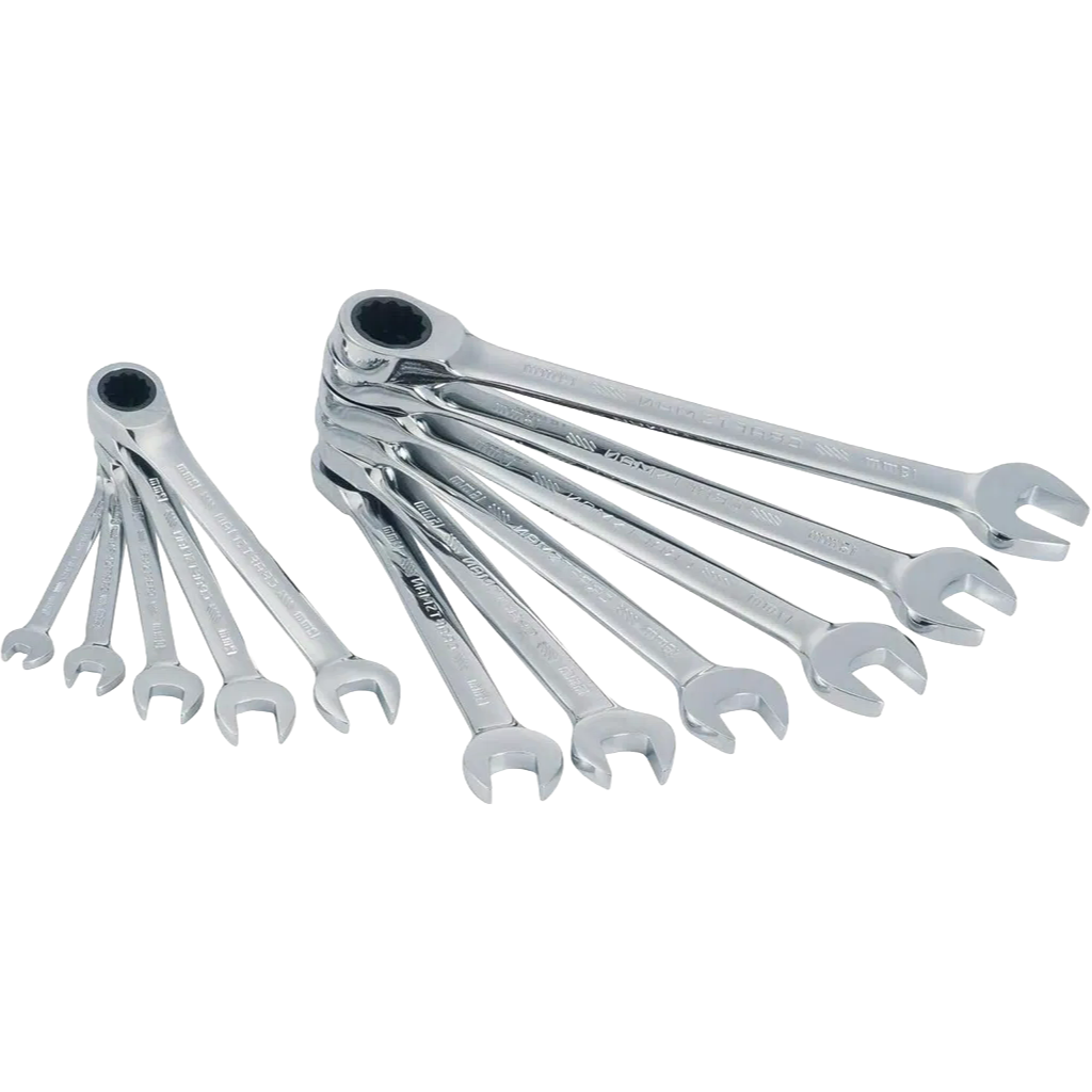 16-Piece Professional Ratcheting Wrench Set with Chrome Vanadium Steel Construction for Industrial Use