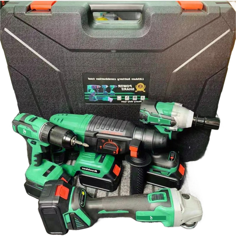 20V Cordless Power Tool Set with 3 Batteries - Drill Hammer Grinder Combo Kit for Professional Use