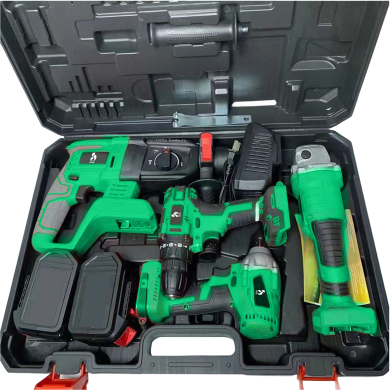 20V Cordless Power Tool Set with 3 Batteries - Drill Hammer Grinder Combo Kit for Professional Use