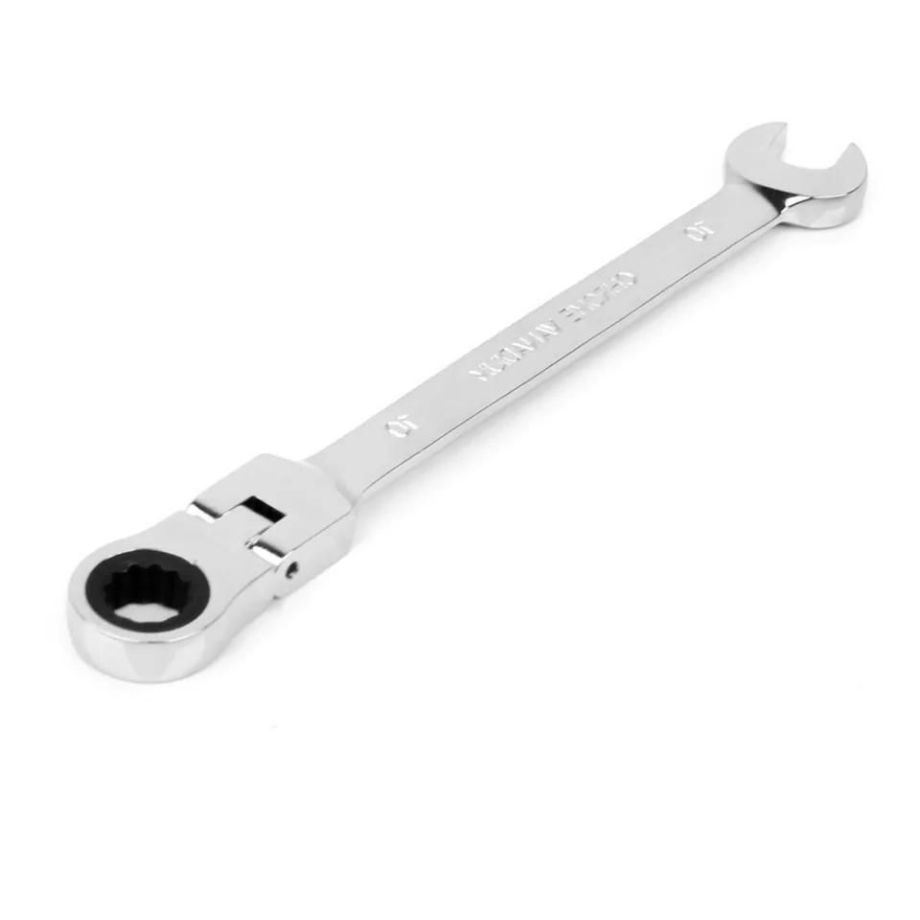 10mm Chrome Vanadium Steel Ratchet Wrench Spanner - Flexible Head Combination Tool for Professional Mechanics