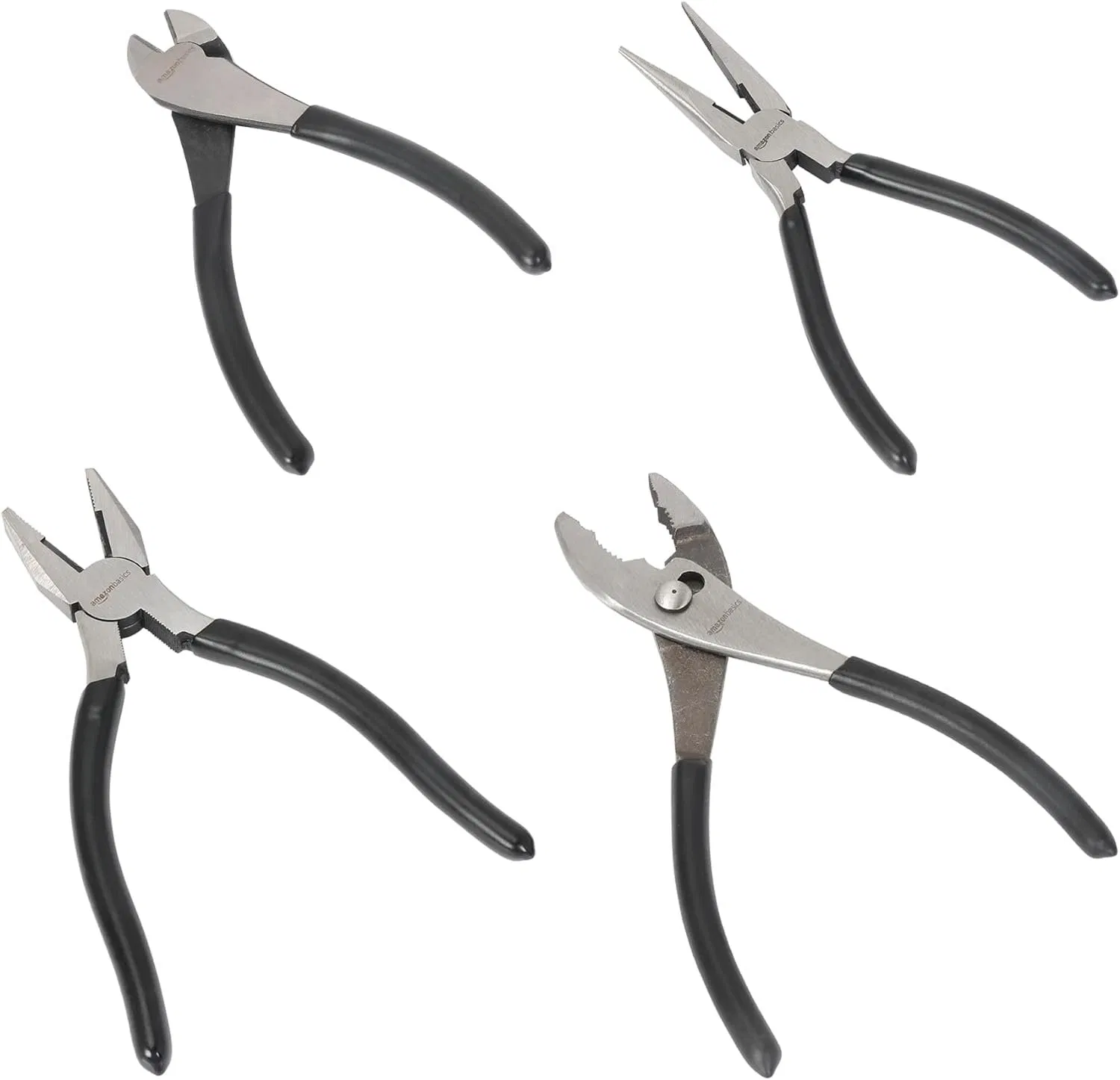 Professional 4-Piece Black Pliers Set - High-Quality Hardware Tools for DIY & Industrial Use