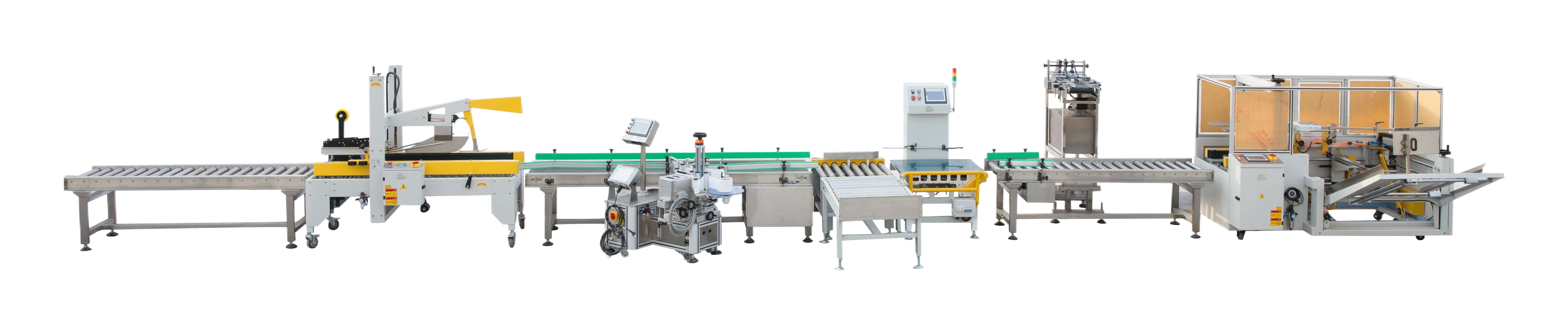 High-Speed Carton Erector Machine with Labeling and Strapping for Food & Cosmetics