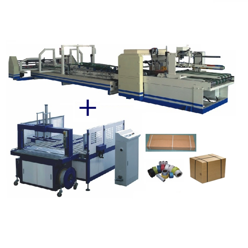 MJZXJ-1 Automatic Folder Gluer Machine with Strapping System for Corrugated Carton Packaging