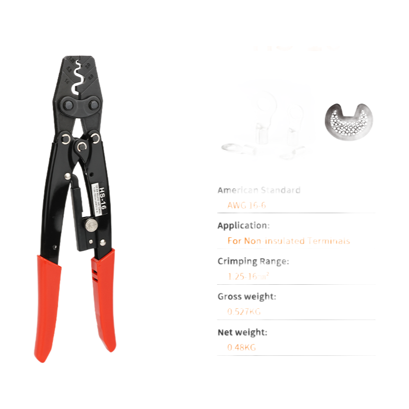 HS-16 Professional Ratchet Wire Crimper Tool for Non-Insulated Terminals | 1.25-16mm² Capacity