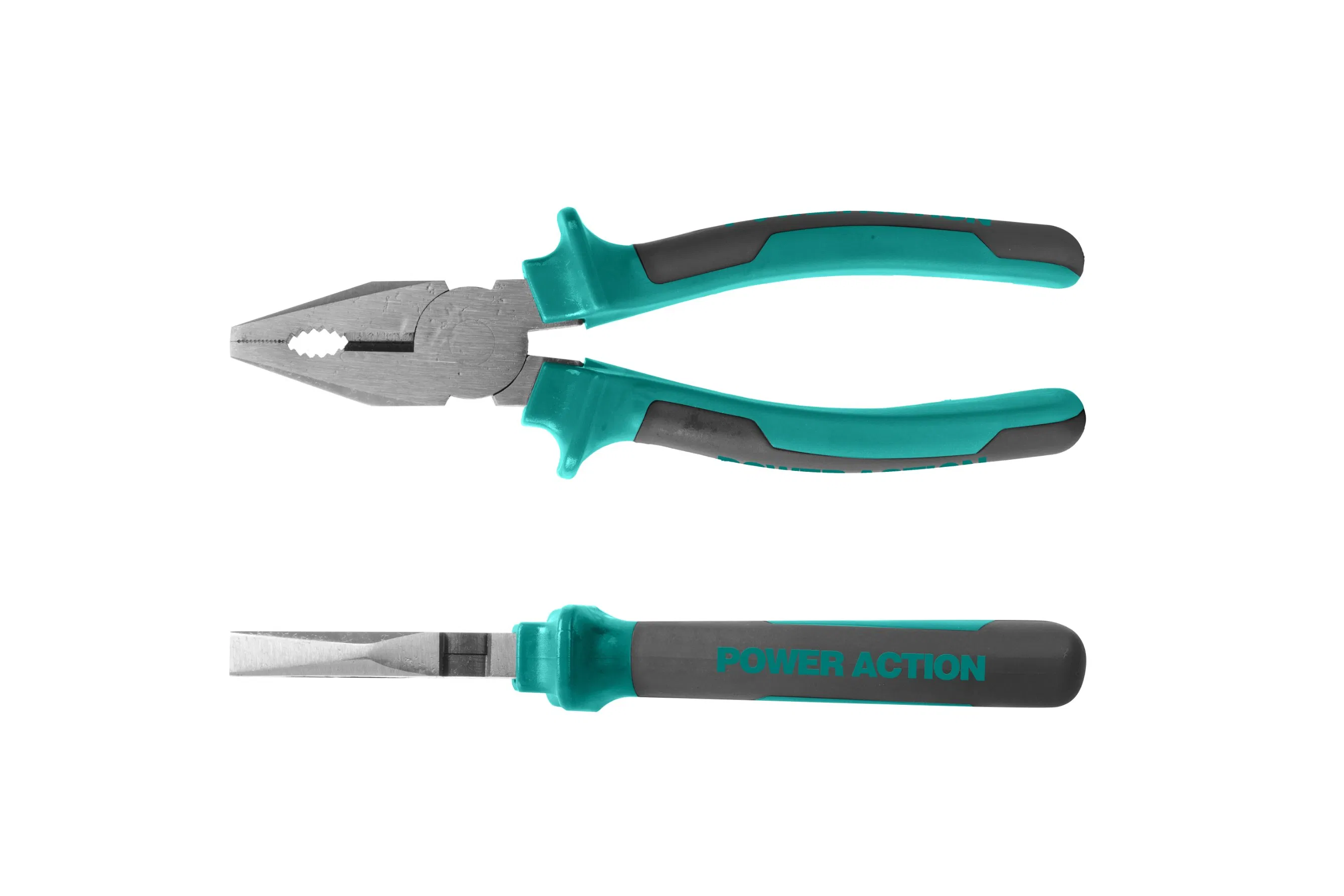 Power Action Chrome Vanadium Steel Combination Pliers with TPR Handle - 6/7/8 Inch Professional Tool