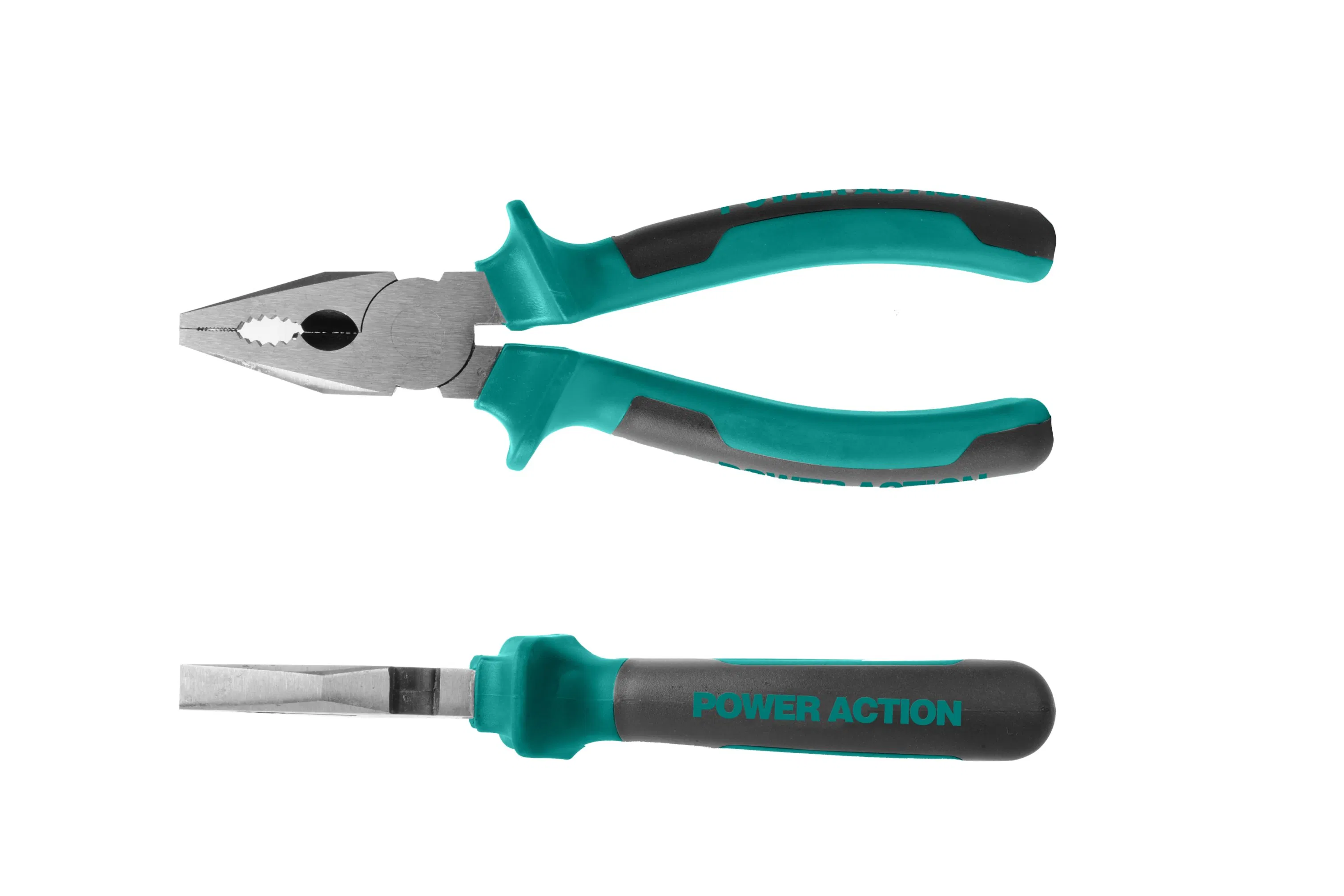 Power Action Chrome Vanadium Steel Combination Pliers with TPR Handle - 6/7/8 Inch Professional Tool