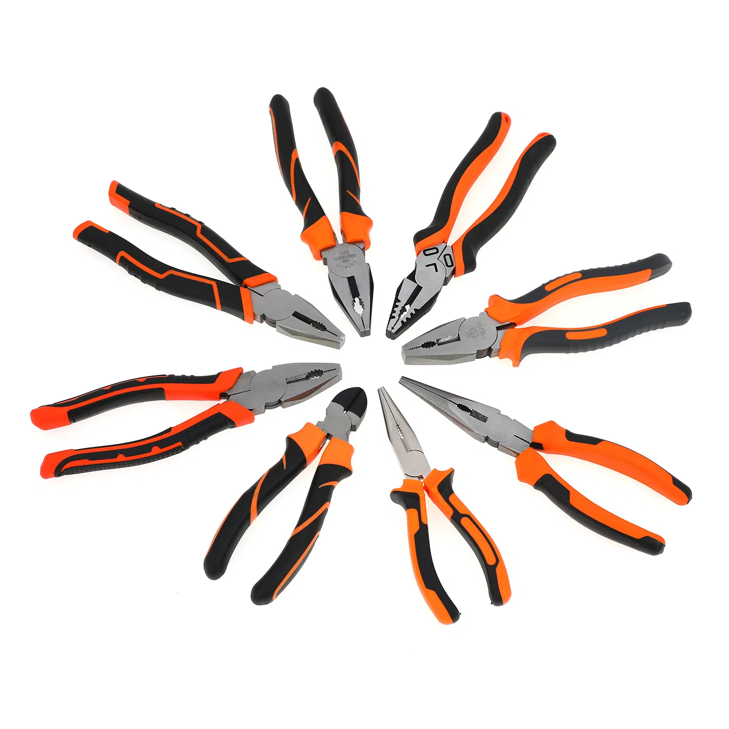 Professional German Type Combination Pliers - High Carbon Steel with Nickel Plated PVC Handles (6/8 Inch)