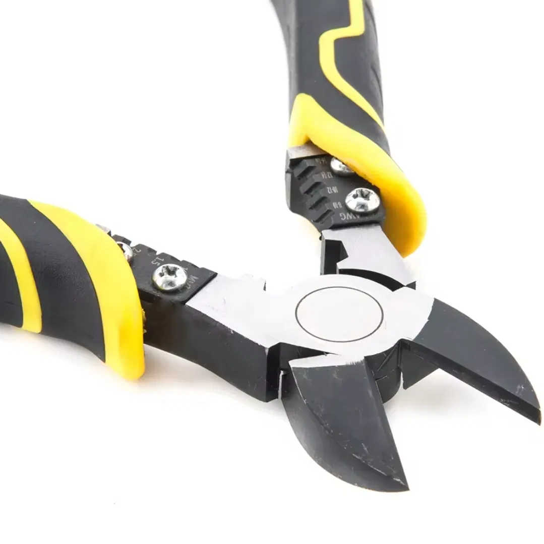 Professional CRV Wire Cutting Stripping Crimping Tool - Chrome Vanadium Steel Diagonal Pliers for Electrical Work
