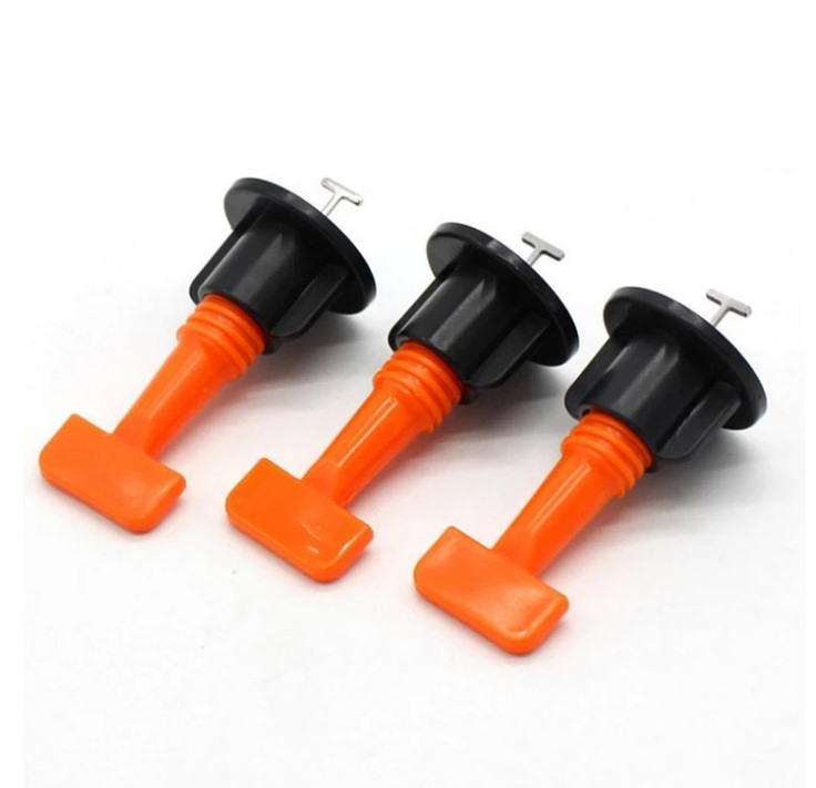 Premium Plastic Reuse Tile Leveling System with Grey Strap & White Cap - Professional Tile Spacer Accessory