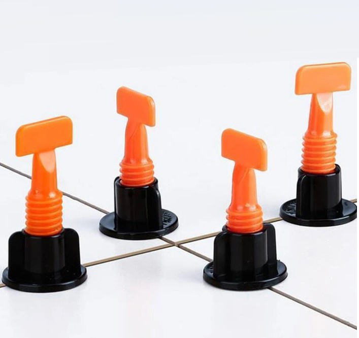 Premium Plastic Reuse Tile Leveling System with Grey Strap & White Cap - Professional Tile Spacer Accessory