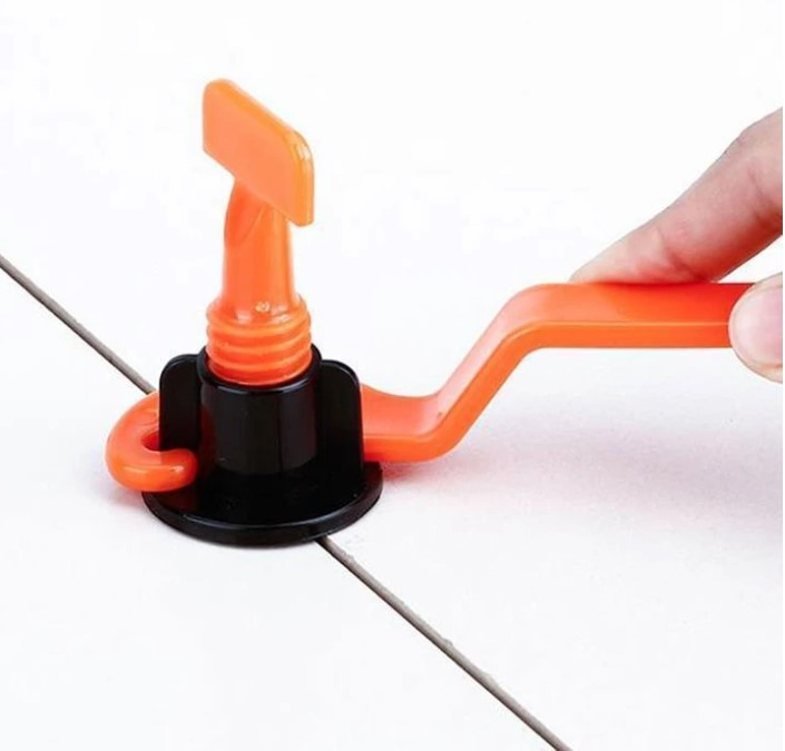 Premium Plastic Reuse Tile Leveling System with Grey Strap & White Cap - Professional Tile Spacer Accessory