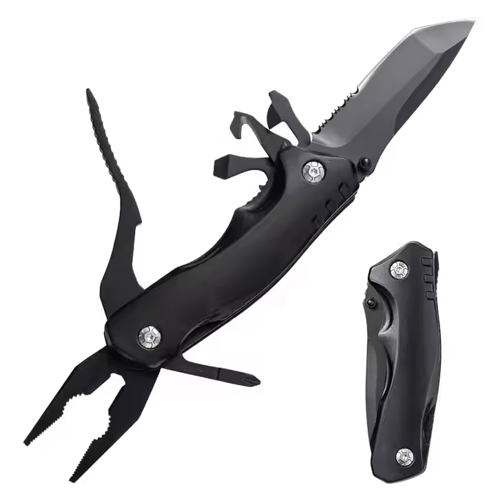 420 Stainless Steel Camping Folding Pliers with Aluminum Handle - Multifunctional Outdoor Survival Tool