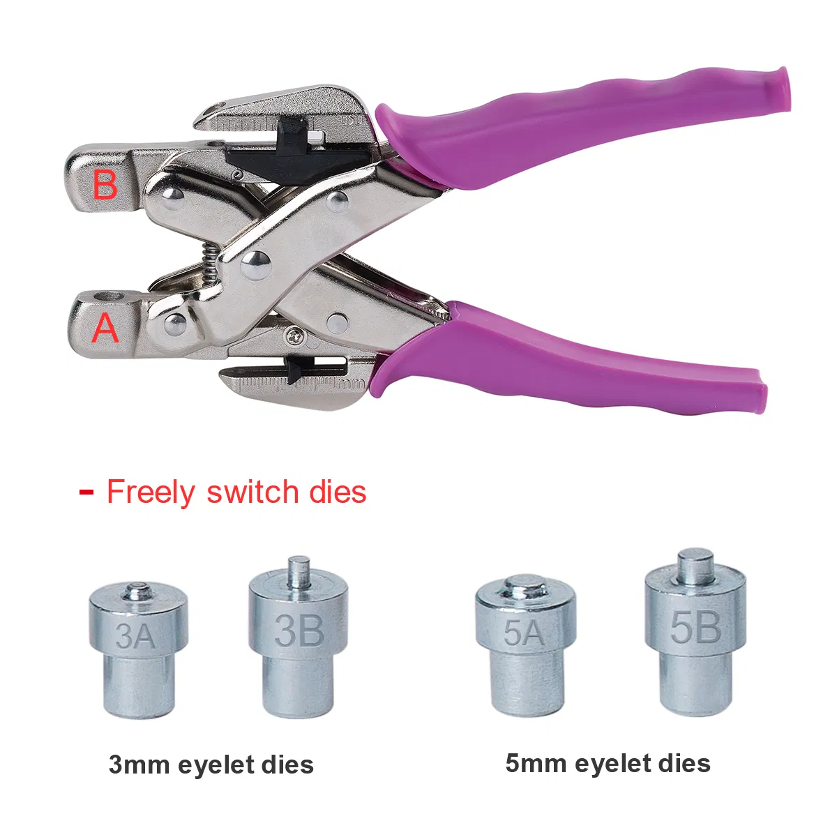 Professional 3mm 5mm Eyelet Punch Pliers for DIY Shoes Bags and Gift Cards