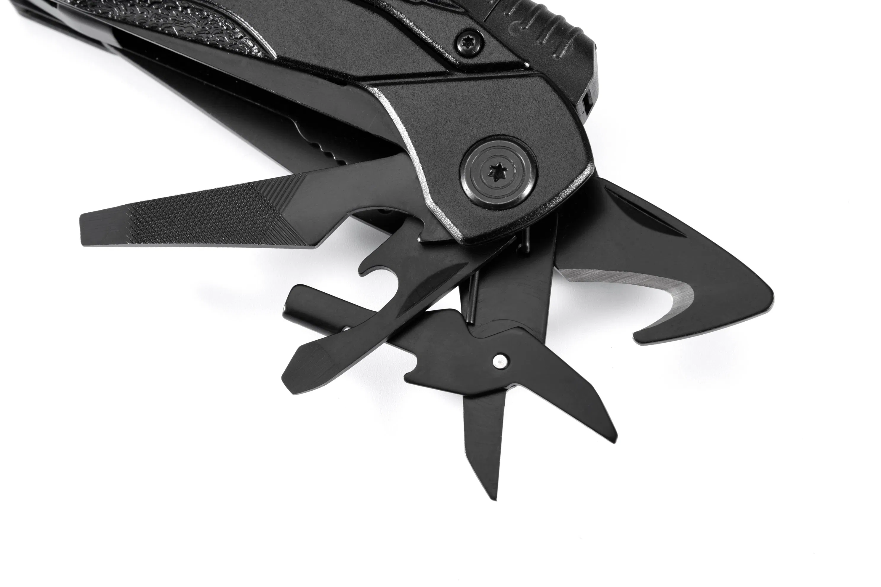 13-in-1 Black Oxidized Stainless Steel Outdoor Survival Camping Pliers with Fire Starter Kit