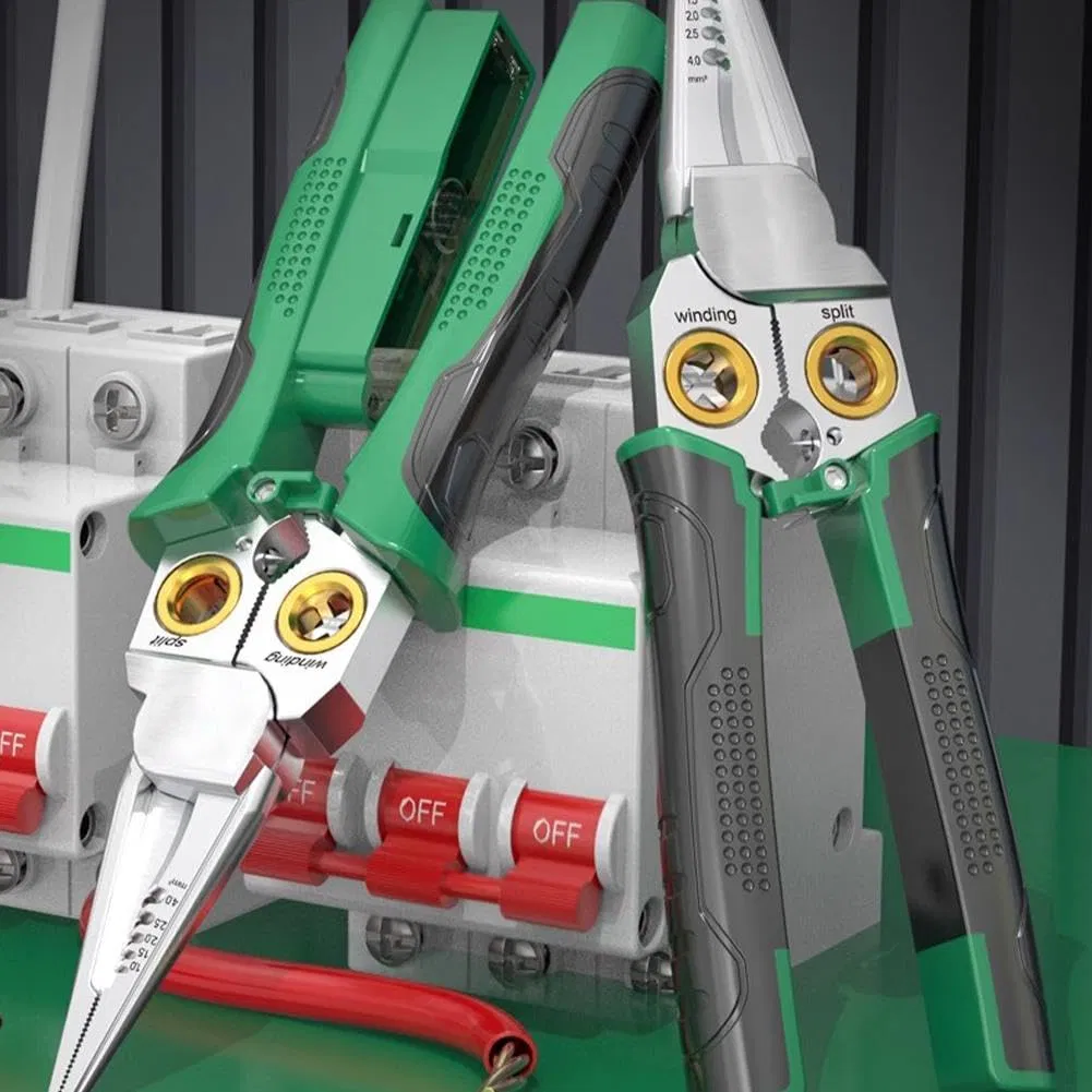 Professional Multi-Function Wire Stripping Pliers with Voltage Tester - High Carbon Steel Crimping Tool for Electricians
