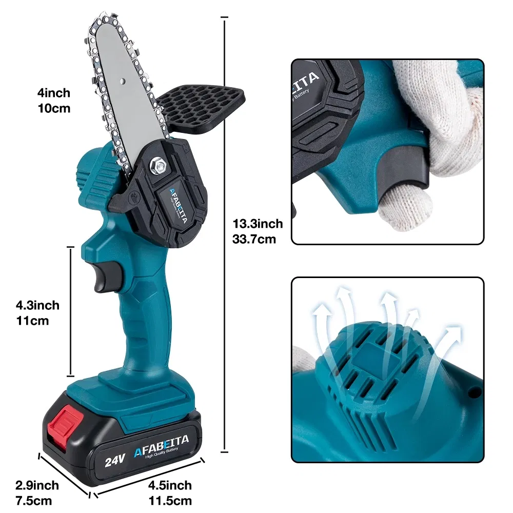 24V 1200W Mini Electric Chain Saw - Portable Lithium Battery Pruning Tool for Woodworking & Garden Logging