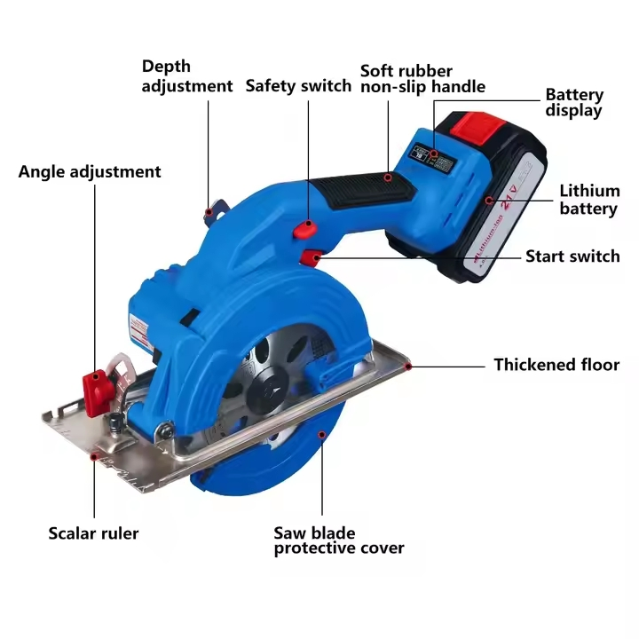 21V Brushless Cordless Circular Saw - 5 Inch Wood & Stone Cutting Electric Saw with Sliding Compound Mitre Function