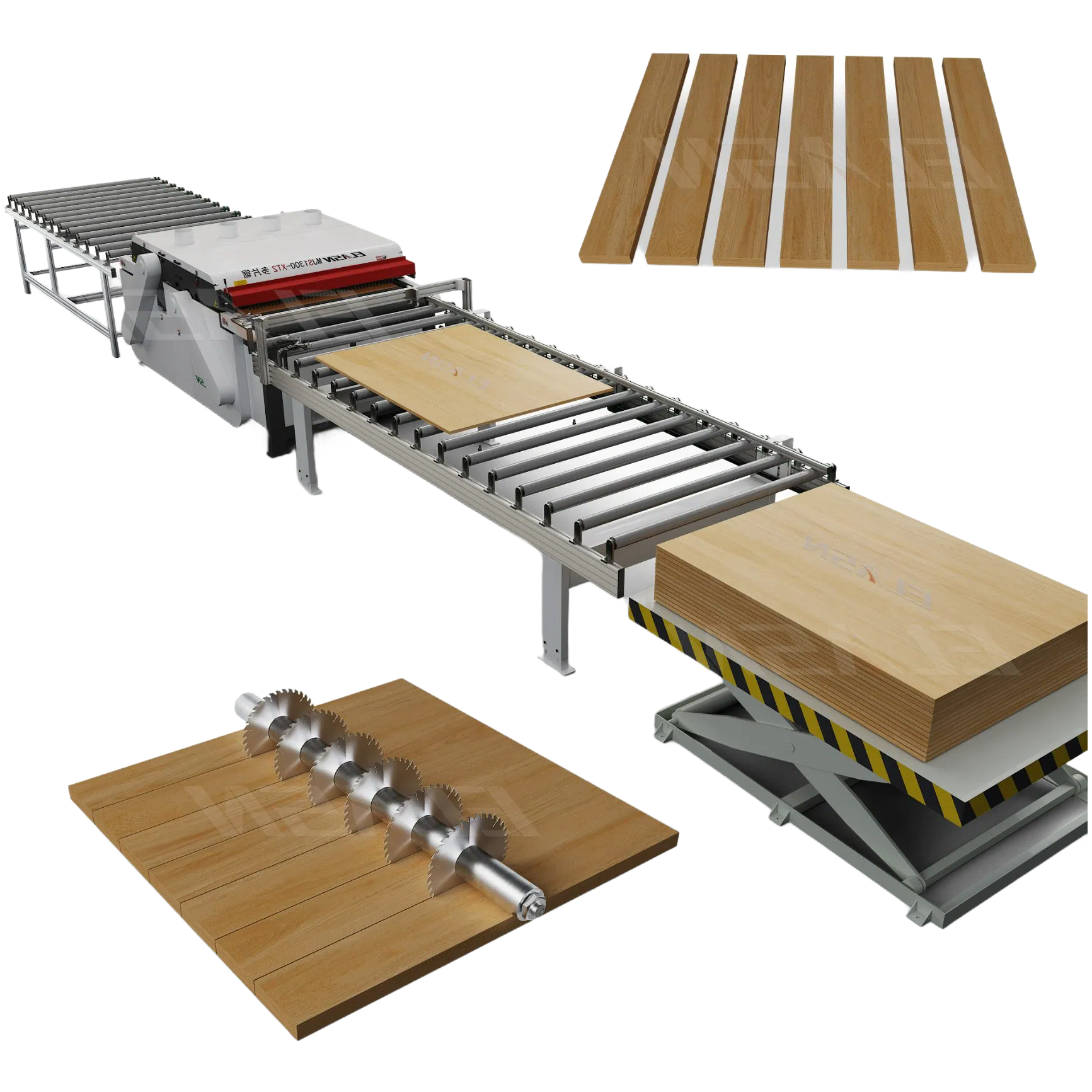 Industrial Grade Wood Plank Multi Rip Saw with 2600RPM Spindle Speed for Panel Furniture