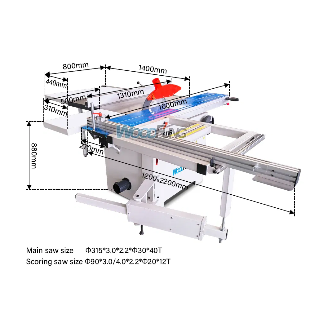 MJ6116 Precision Sliding Table Panel Saw Machine for Woodworking - 1600mm Cutting Capacity