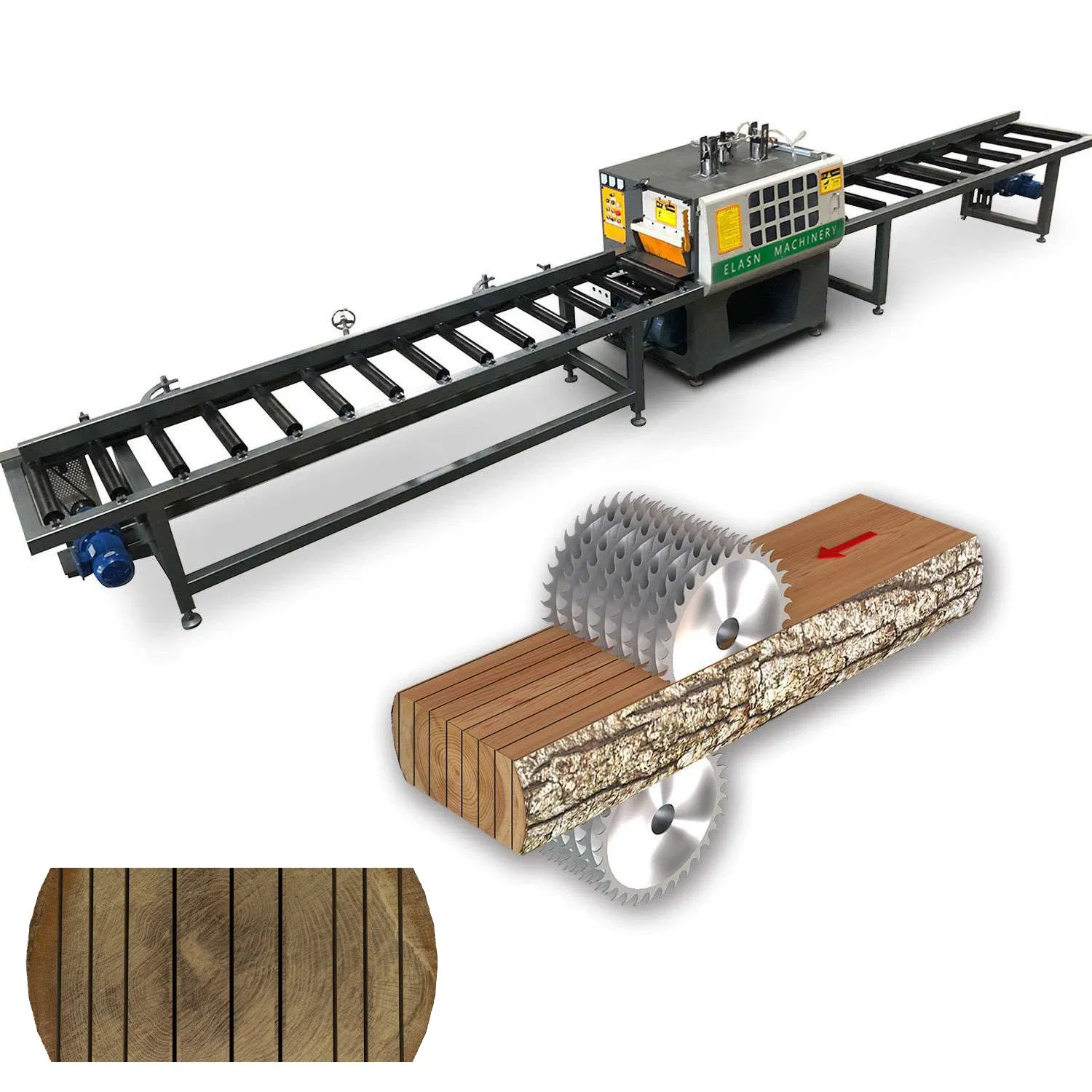 High Precision Multi Rip Saw Machine for Square Timber Cutting - ELA Series Woodworking Equipment