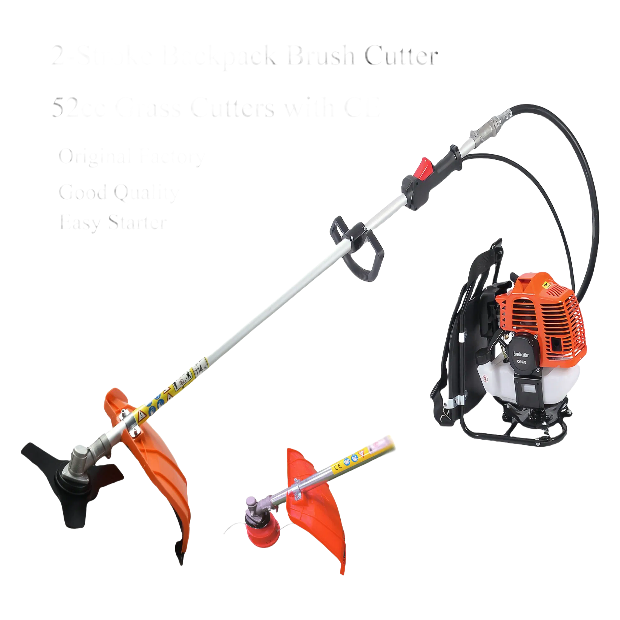 52cc Professional Gasoline Backpack Brush Cutter with CE Certification - High Power 2-Stroke Grass Trimmer