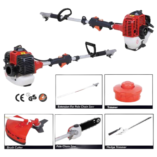 4-in-1 Gasoline Multi-Function Garden Tools Set with Brush Cutter, Hedge Trimmer & Chainsaw