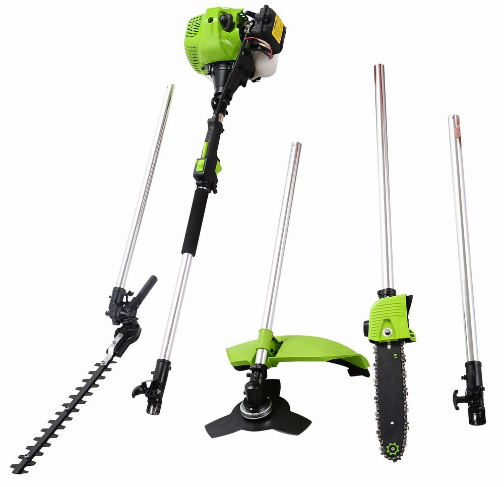 4-in-1 Gasoline Multi-Function Garden Tools Set with Brush Cutter, Hedge Trimmer & Chainsaw