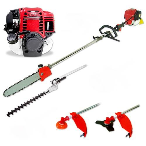 4-in-1 Gasoline Multi-Function Garden Tools Set with Brush Cutter, Hedge Trimmer & Chainsaw