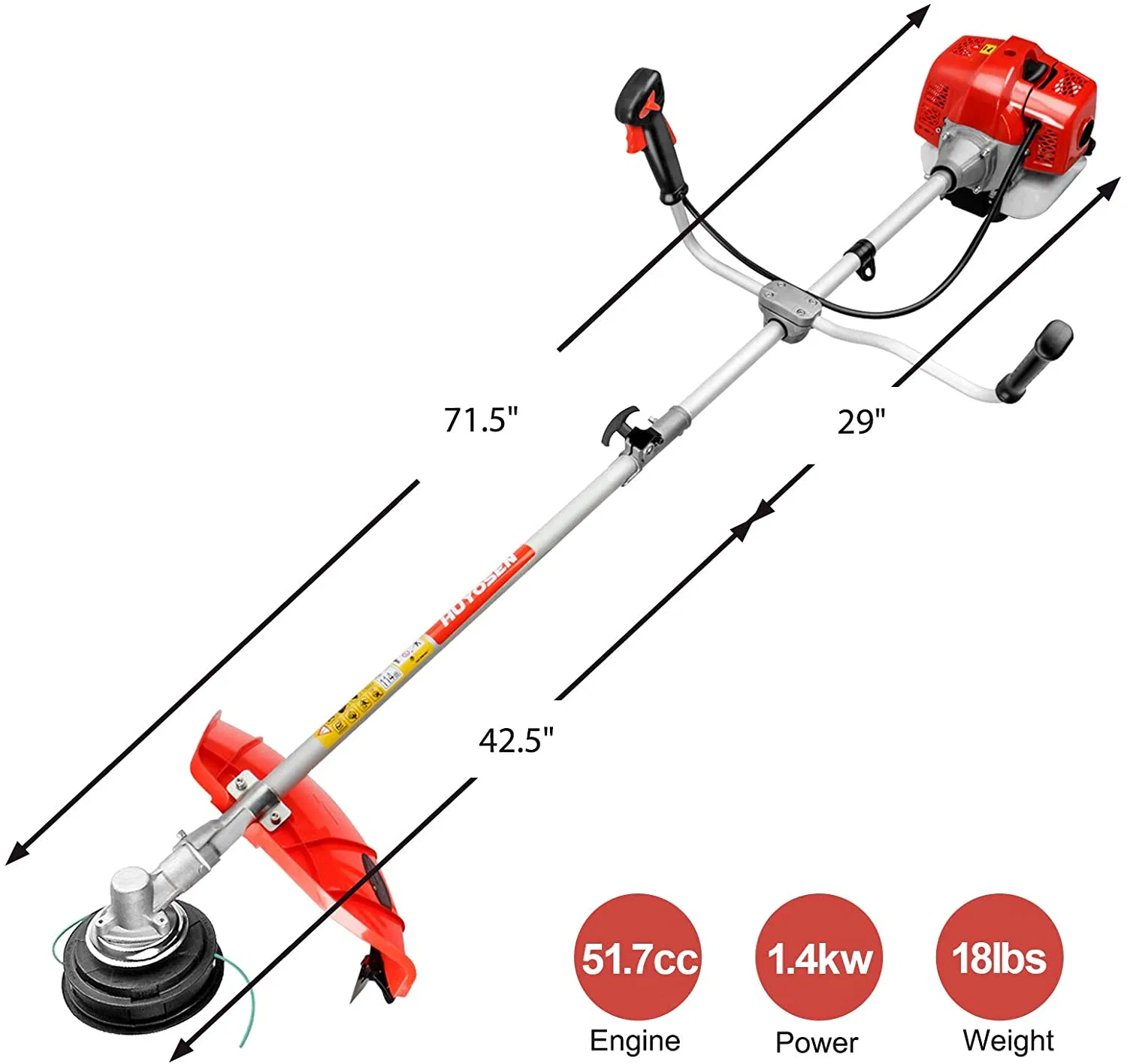 CG430 51.7cc Shoulder Type Gasoline Grass Trimmer Brush Cutter with 3 Teeth Blade for Professional Landscaping