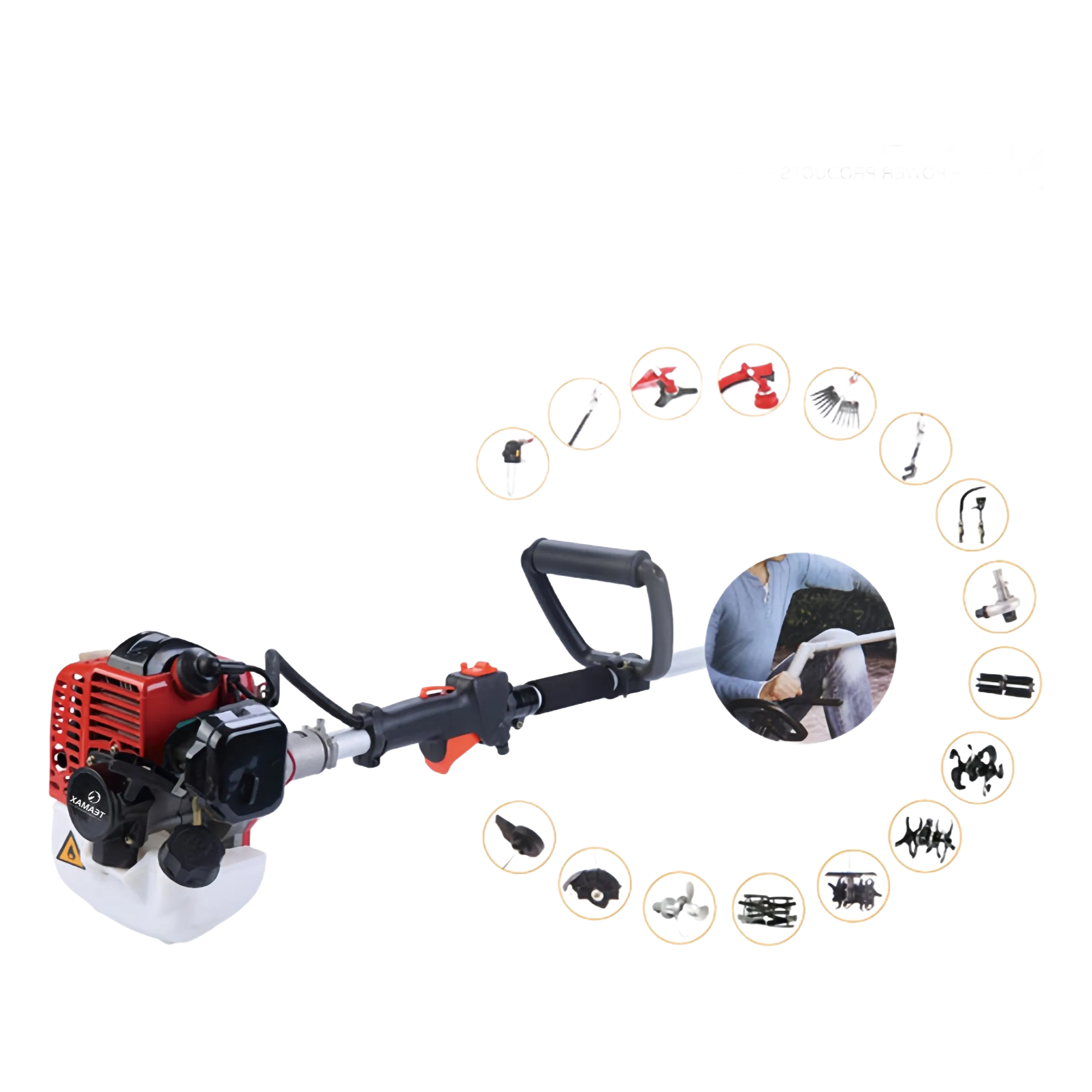 42.7cc Portable Gas Brush Cutter with 1500mm Shaft Length for 500-1000m² Ground Type Areas