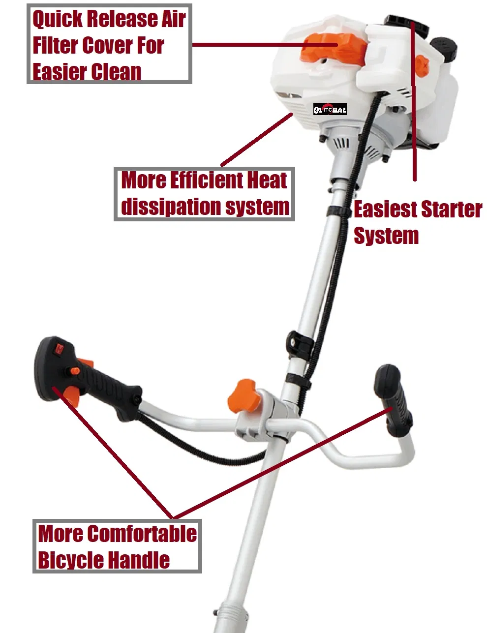 Heavy Duty Bicycle Handle Gasoline Brush Cutter with Three Tooth Blade and Auto Line Feed System
