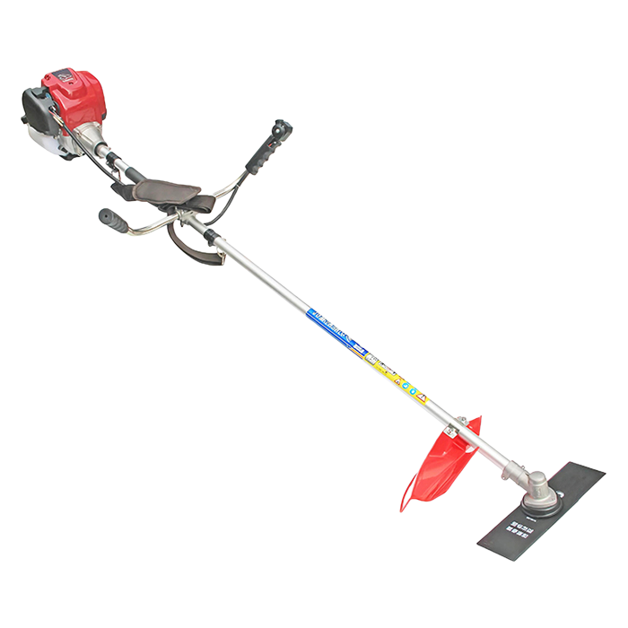 Heavy-Duty Petrol Grass Trimmer with Adjustable Handles and Straight Metal Blade Cutter