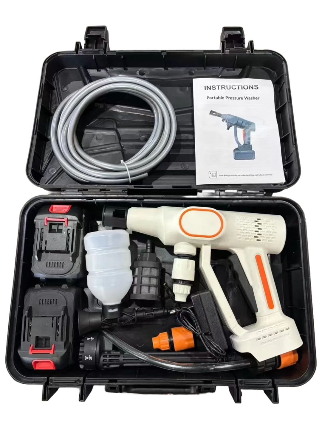 Portable Electric Pressure Washer for Car Cleaning - 20V Cordless High Pressure Water Gun with 6-in-1 Nozzle