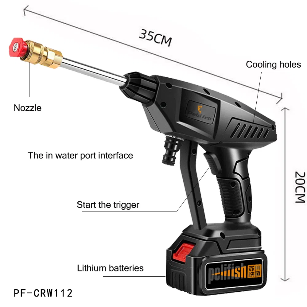 Wireless Lithium Battery High Pressure Car Washer - Portable Water Spray Gun for Car Washing