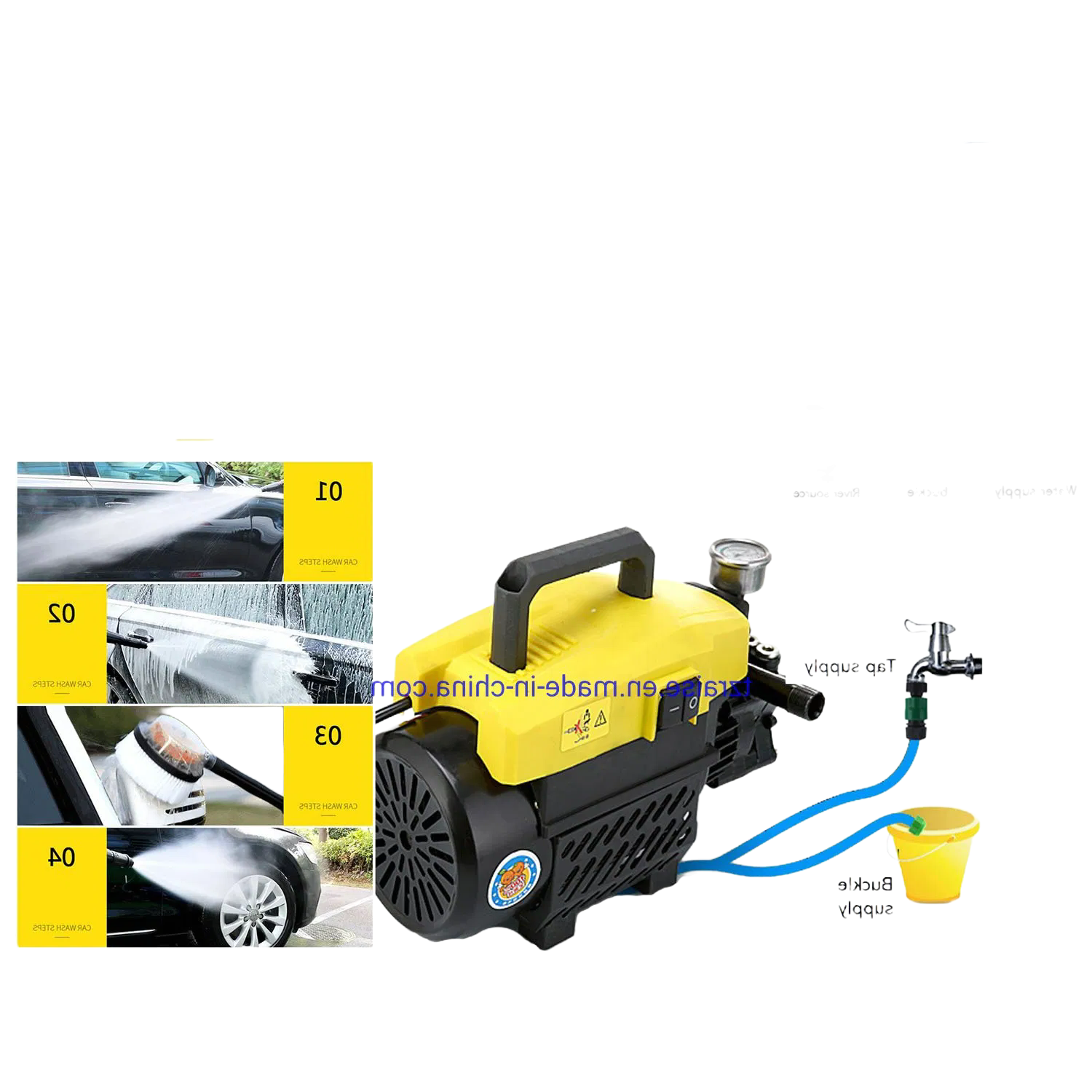 1600W High Pressure Electric Car Washer Machine - Portable Water Cleaning Tool for Home Use