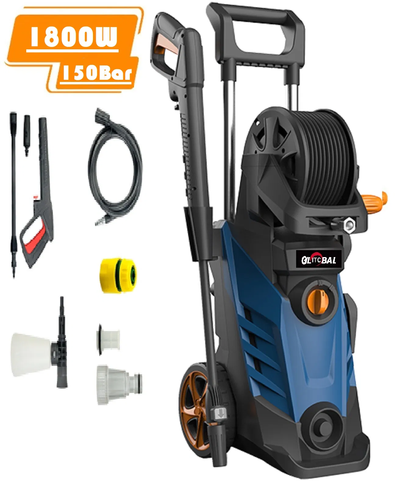 1800W High Pressure Washer with 6m Hose - Electric Power Cleaner for Car & Garden Cleaning