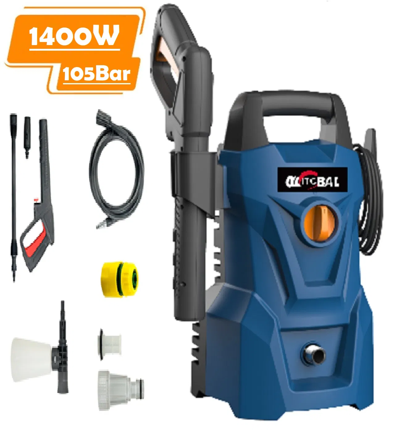 1800W High Pressure Washer with 6m Hose - Electric Power Cleaner for Car & Garden Cleaning