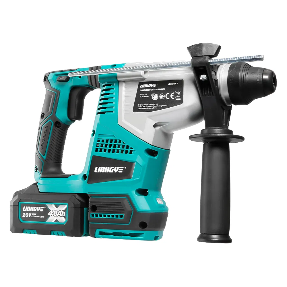 20V SDS Plus Brushless Rotary Hammer Drill - 4000mAh Cordless Rotary Hammer with 4 Functions