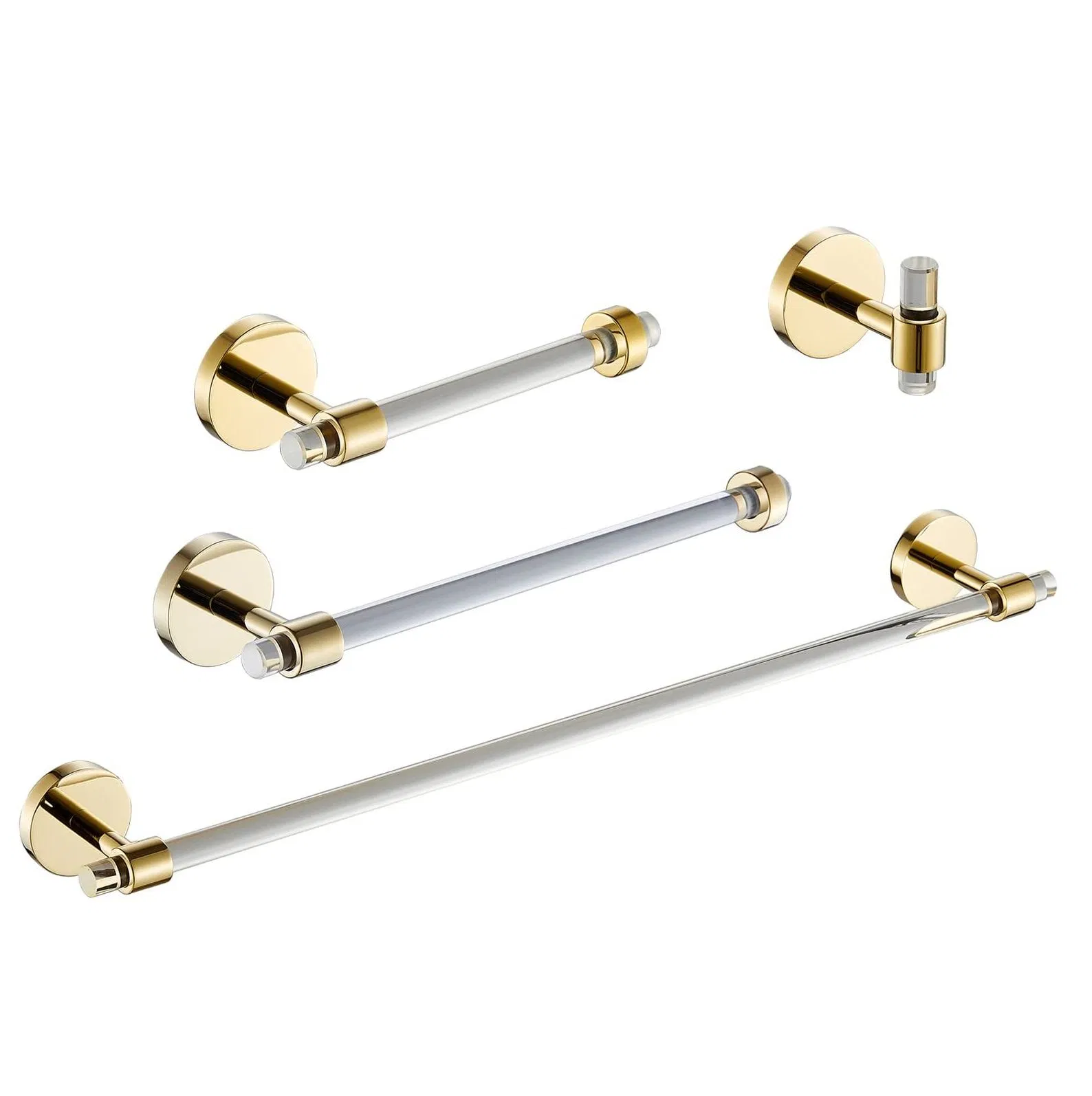Luxury Acrylic Bathroom Accessories Set - Modern Chrome/Gold/Black Finish Hotel Grade Hardware