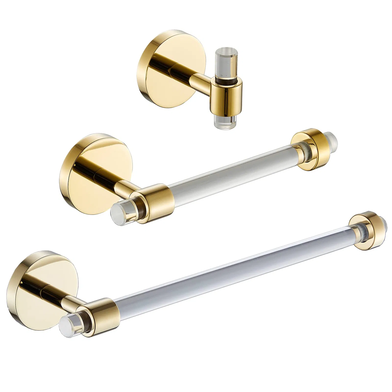 Luxury Acrylic Bathroom Accessories Set - Modern Chrome/Gold/Black Finish Hotel Grade Hardware