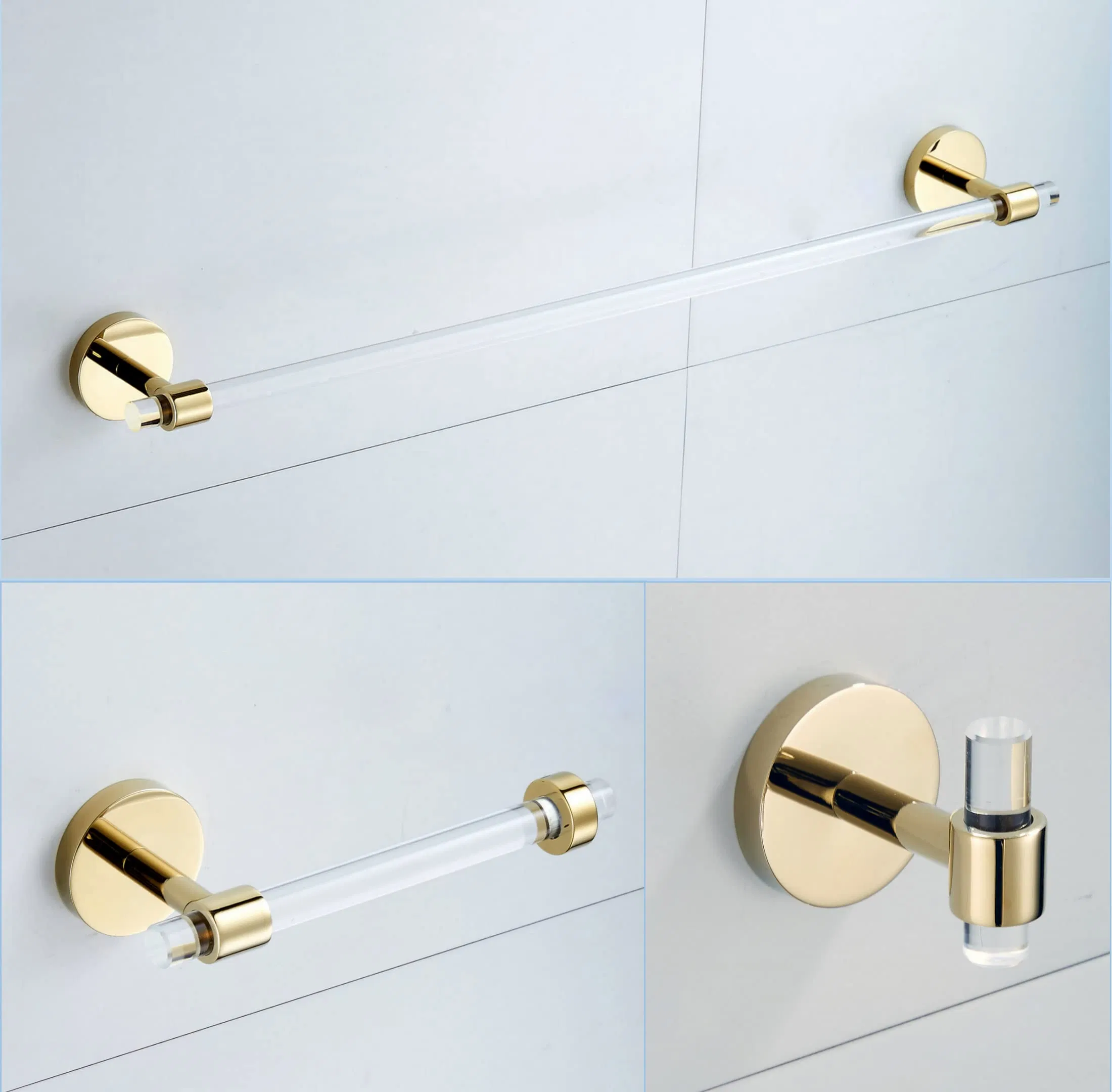 Luxury Acrylic Bathroom Accessories Set - Modern Chrome/Gold/Black Finish Hotel Grade Hardware