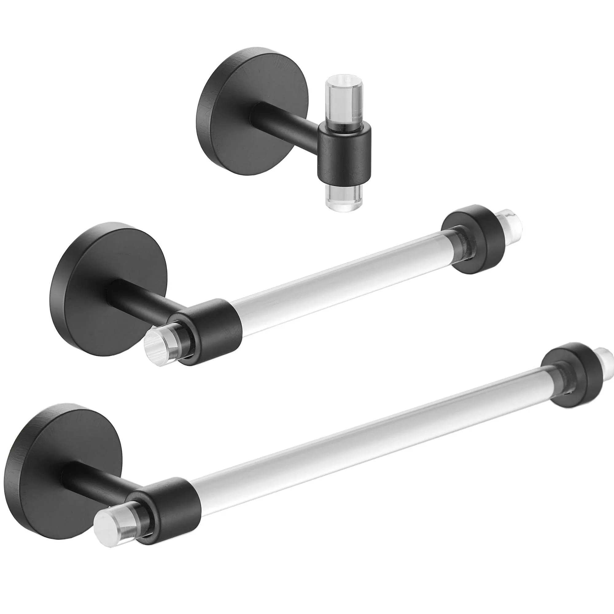 Luxury Acrylic Bathroom Accessories Set - Modern Chrome/Gold/Black Finish Hotel Grade Hardware