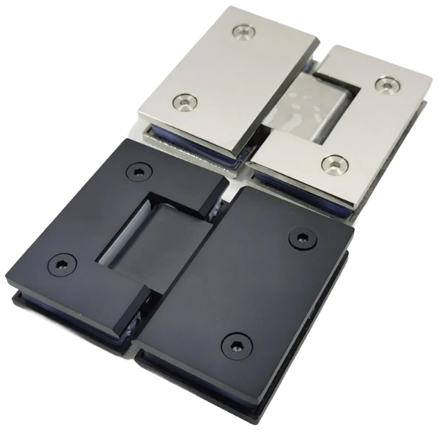 Wholesale Zinc Alloy 180 Degree Shower Hinge - Matte Black Finish Glass Door Hardware