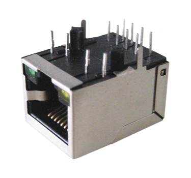 Customizable 8-16 Pole RJ45 Connector with Gold Plated Contacts and LED Light